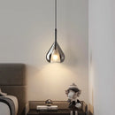 Axyaa Smoky Gray Glass LED Pendant Light for Bedroom Living Room Chandelier