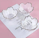 Axyaa Crystal Glass Dish Plate with Gold Rim, Blue Sea Snail Starfish Scallop design
