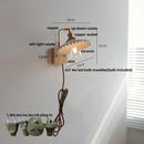 Axyaa Nordic Modern LED Wall Lamp Walnut Wood Ceramic Copper Pull Chain Switch