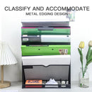 Axyaa 5-Layer Vertical Wall File Storage Rack with Magazine Holder - Black