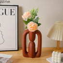 Minimalist Lines Ceramic Vase Desk Decor by Axyaa for Modern Floral Arrangements