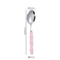 Axyaa Pearl Byen Ceramic Handle Cutlery Spoon Fork Set