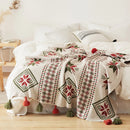 Axyaa Bohemian Fringed Cotton Knit Throw Blanket - Reversible Tassel Accent Lap Blanket
