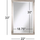 Axyaa Brushed Nickel Silver Metal Frame Vanity Wall Mirror 33" Wide Beveled Glass