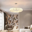 Axyaa Crystal LED Chandelier: Luxury Chrome Round Ceiling Light for Living Room, Dining Room, Kitchen