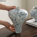 Axyaa Blue White Porcelain Vase: Elegant Table Decor Flowers Arrangement Aesthetic Classic