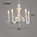 Axyaa White Woodcarving Chandelier: Antique E14 Candle Light for Living Room Bedroom Kitchen