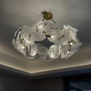 Axyaa Petal Glass LED Chandelier - Luxury Gold Metal Pendant Light