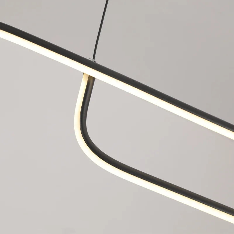 Axyaa Modern LED Pendant Light for Dining Room, Adjustable Height, Black Linear Fixture