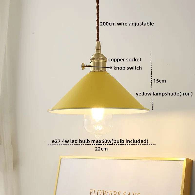 Axyaa White Ceramic LED Pendant Light Fixture with Copper Nordic Design