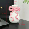 Axyaa Ribbon Bow Ceramic Vase: Charming Floral Arrangement Accessory for Home Decoration