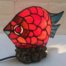 Axyaa Small Fish Tiffany Glass Table Lamp - LED Desk Light for Home Decor