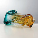 Axyaa Twisted Pattern Jade Gold Glass Vase - Light Luxury Flower Arrangement