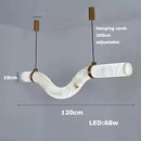 Axyaa Dimmable Led Marble Chandelier: Copper & Alabaster Art Pendant for Home