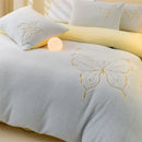 Axyaa Warm Fleece Embroidery 4-Piece Set | Cozy Contrast Colors | Skin-friendly & Thick