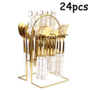 Axyaa 24-Piece Ceramic Tableware Set with Storage Rack Gift Box