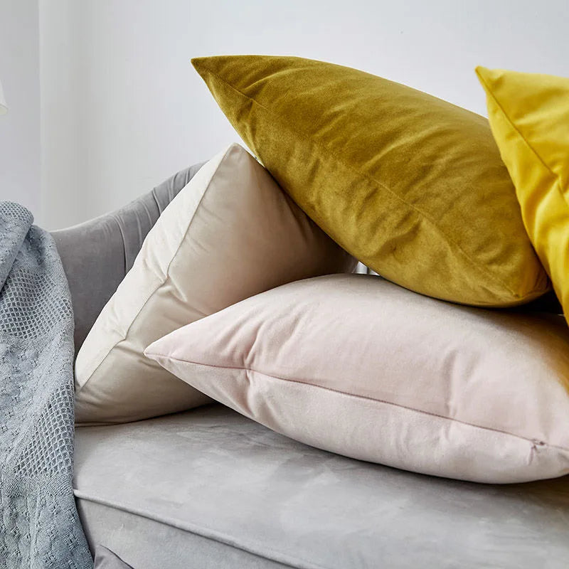 Axyaa Ultra Soft Velvet Throw Pillow Cover - Comfortable Cushion Home Decor