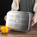 Stainless Steel Drain Tray Strainer by Axyaa - Food Washing Basket & Storage Basin