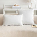 Soft Pink Velvet Pillow Covers with Pompom Accent by Axyaa