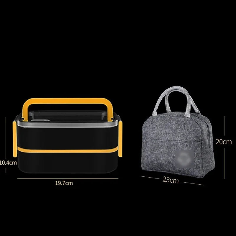 Axyaa Stainless Steel Insulated Bento Box 2 Layers with Thermal Bag