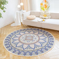 Axyaa Round Boho Cotton Linen Rug with Tassel Detail