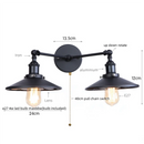 Axyaa Vintage Industrial 2-Head Wall Lights with Pull Chain Switch