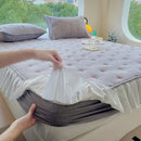 Axyaa Embroidery Floral Mattress Cover Thicken Lace Quilted Bed Cover Queen/King Sizes