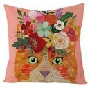 Axyaa Kawaii Flower Linen Pillow Case 45x45 cm Cute Animal Cushion Cover