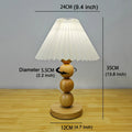 Axyaa Vintage Wooden Table Lamp with Pleated Shade and LED Bulb