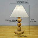 Axyaa Vintage Wooden Table Lamp with Pleated Shade and LED Bulb