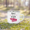 Enamel French Printed Coffee Cup with Handle - Best Thanks Gift for Atsem by Axyaa
