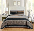 Axyaa 3-Piece Oversize Quilt Set Reversible Bedspread Coverlet King Size Black Brown