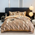 Axyaa High-Count Silky AB Jacquard European Four-Piece Bed Sheet