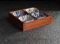Axyaa Solid Wood Tea & Fruit Tray with Grid Plates