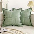 Axyaa Corduroy Boho Striped 18x18 Inch Throw Pillow Covers for Couch Sofa