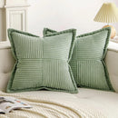 Axyaa Corduroy Boho Striped 18x18 Inch Throw Pillow Covers for Couch Sofa