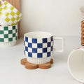 Axyaa Red Heart Plaid Coffee Mug - Delicate Ceramic Latte Cup