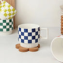 Axyaa Red Heart Plaid Coffee Mug - Delicate Ceramic Latte Cup