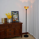 Axyaa Industrial Stained Glass Torchiere Floor Lamp