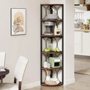 Axyaa 6 Tier Rustic Corner Bookcase Shelving Unit - 67 inch Tall Standing Rack