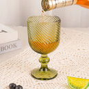 Axyaa Spiral Floral Embossed Goblet Set - 300ml Vintage Wine Glasses Cozy Collection