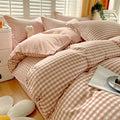 Axyaa Blue & White Grid 4-Piece Bed Sheet Set, Thickened Material