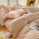 Axyaa Blue & White Grid 4-Piece Bed Sheet Set, Thickened Material