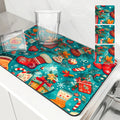 Christmas Gloves Snowflake Drying Mat by Axyaa: Non-Slip Absorbent Table Mat