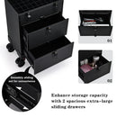 Axyaa 3-in-1 Rolling Makeup Case with 2 Large Drawers for Nail & Travel Makeup