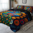 Axyaa Mexican Peacock Pattern Duvet Cover Set with 2 Pillowcases