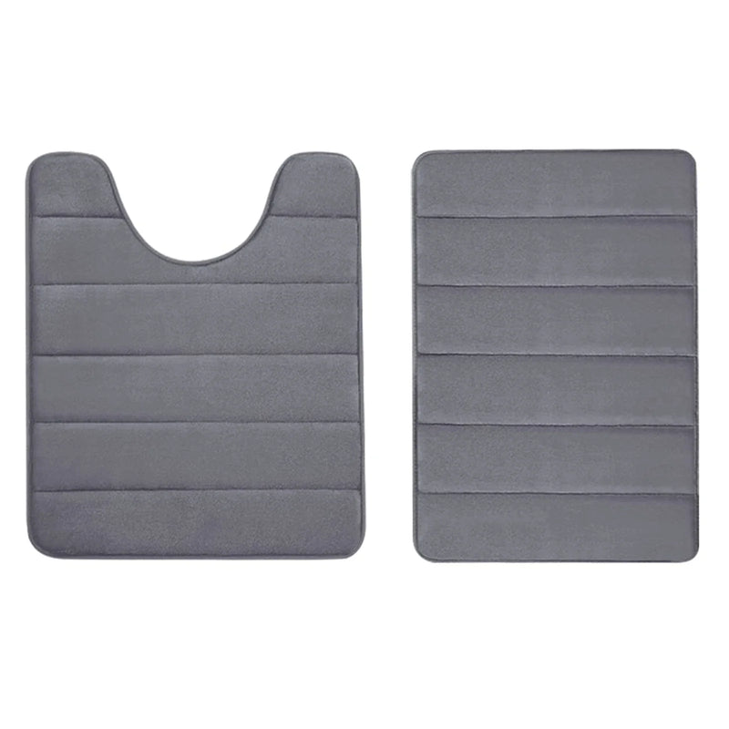 Axyaa Memory Foam Bathroom Rug Set: Non-Slip, Absorbent, Soft U-Shaped and Rectangle Mats