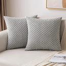 Axyaa Striped Corduroy Plush Velvet Pillowcases - 18x18 Inch Boho Cushion Cover