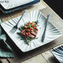 Axyaa Ceramic Striped Snack Plate - Creative Sushi Dessert Dish Steak Tableware