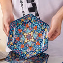 Axyaa Bohemian Hexagonal Ceramic Plate Set - Creative Under-glaze High-end Fish Platter